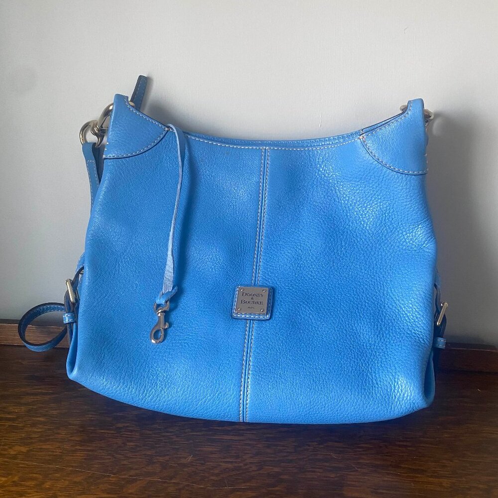 Dooney & Bourke Blue Leather Hobo Bag Purse